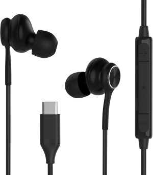 USB-C in-Ear Earbuds Stereo Headphones Wired Earbuds for Samsung Galaxy Z Fold6 S25S24S23S22S21S20 Note 10 10+ - with Microphone and Volume Remote for iphone15 16 17